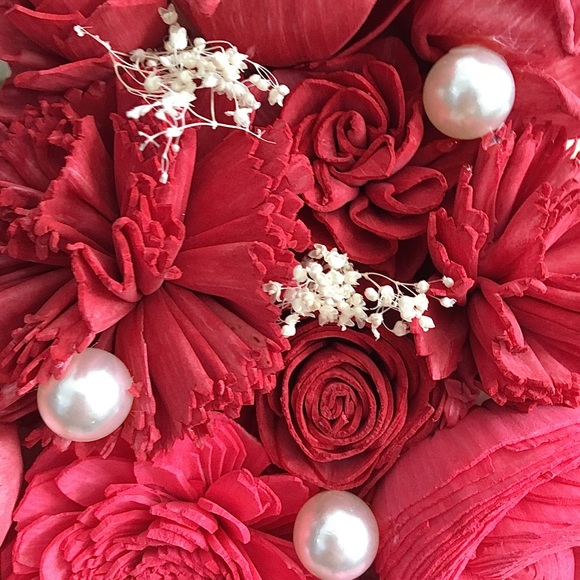 Sola Wood Flower Red Pink Ombre Hanging Heart - Picture 3 of 5